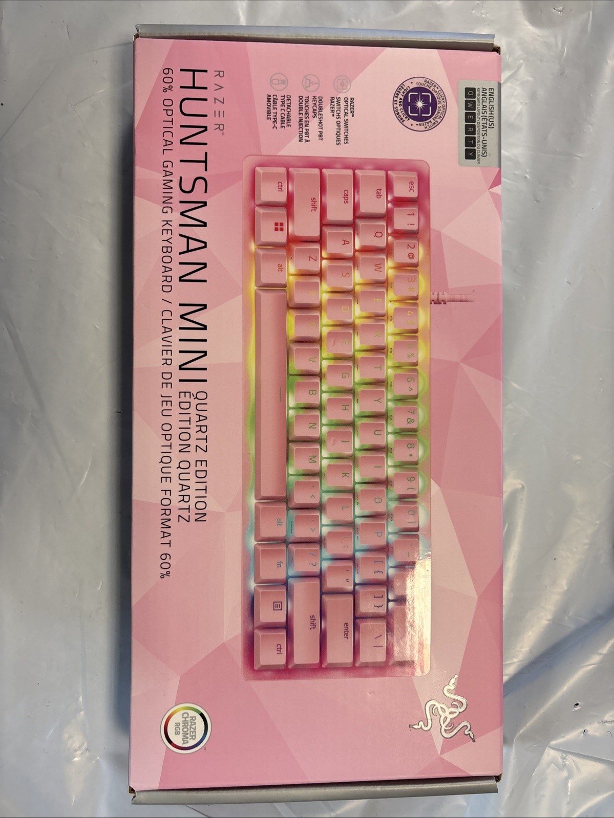 Razer Huntsman Mini 60% Clicky Optical Gaming Keyboard Quartz Pink New ...