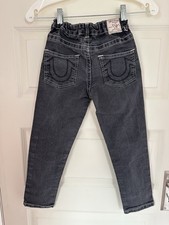 True Religion Black Jeans White Stitching Boys Size 7 Adjustable Waist