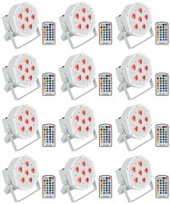  12 Rockville BATTERY PAR 6RF White Rechargeable Wireless DMX Lights RF Remotes