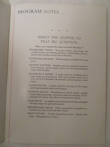 Vtg S S President Roosevelt Cruise Ship Entertainment Program and Photo 1967 - Picture 8 of 9