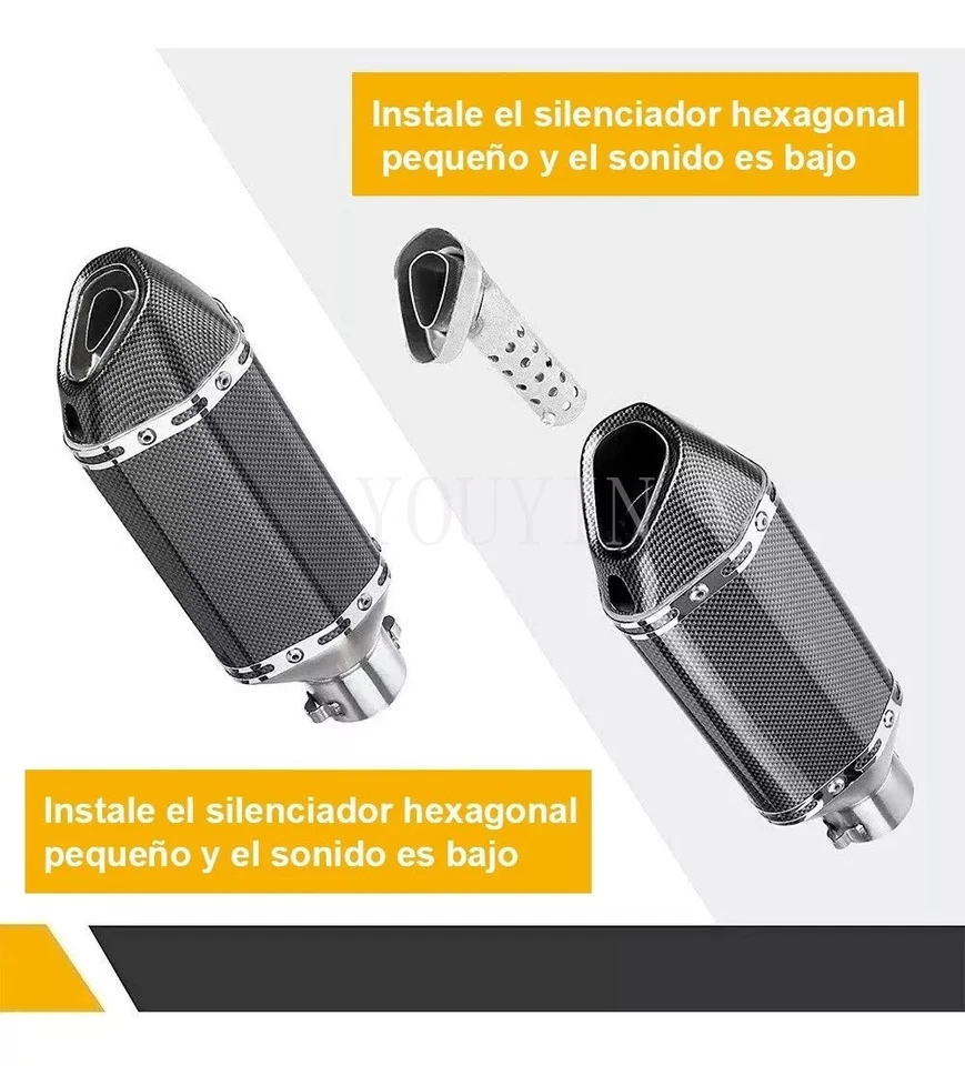 38-51mm Slip-On Motorcycle Exhaust Muffler Pipe For Honda CB CBR CBF GL MSX VTX Foto 4 de 4