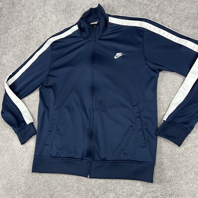 Vintage Nike Jacket Mens XL Track Navy Blue Mesh Logo Full Zip