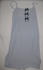 Shein bow decor w/sheer heart mesh back night gown slip sleep dress S gray black