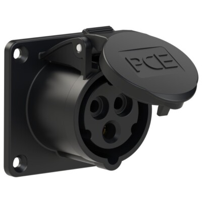 16A CEE Anbaudose gerade IP44/IP54 schwarz 16 A Steckdose 3p 6h PCE 313-6x #155