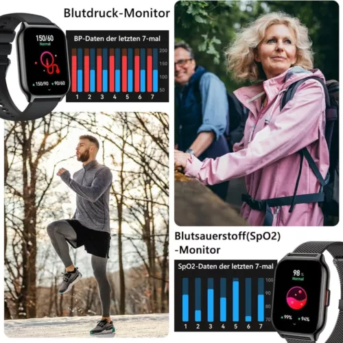Für Samsung Huawei Smartwatch Armbanduhr Blutdruck Fitness Tracker Herren Damen~ - Bild 13 von 16