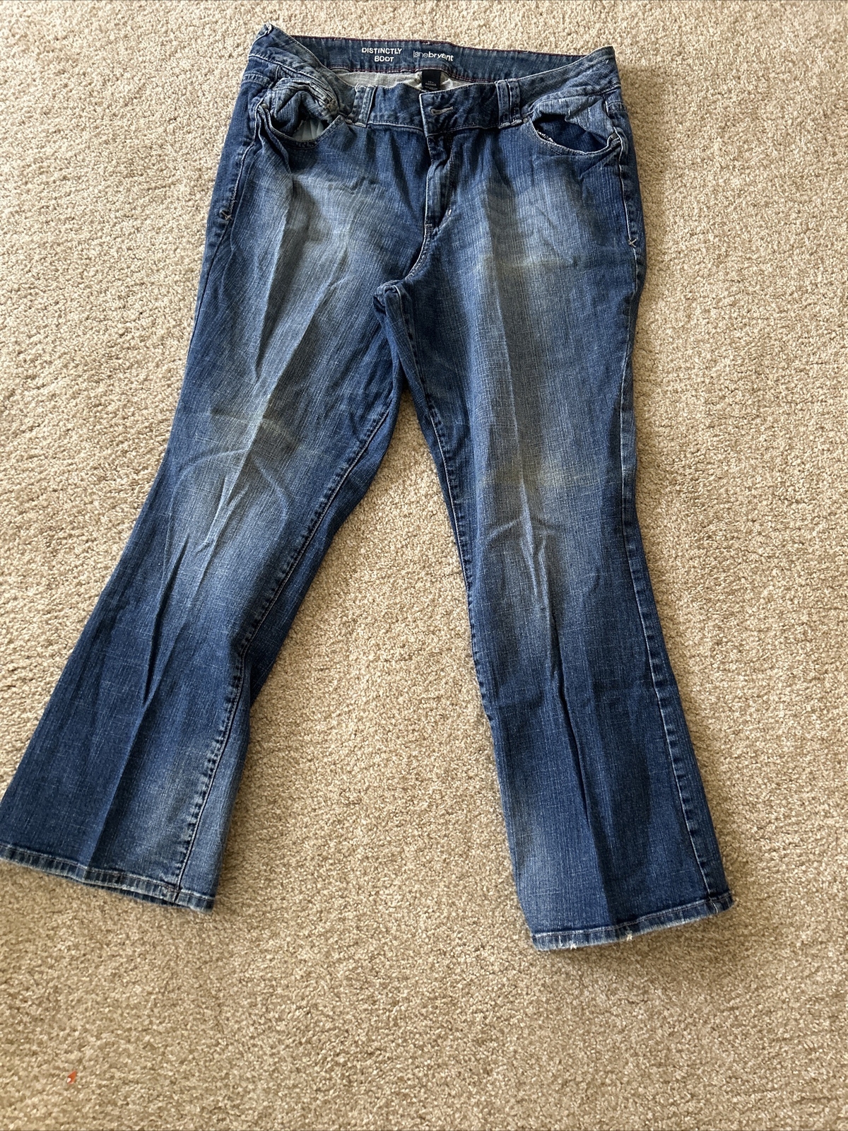 Lane Bryant Women's Size 22 Distinctly Boot Jeans Red Triangle Blue Cotton Blend