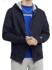 NWT Champion Powerblend Fleece Full Zip Hoodie C Logo Navy Mens Size Small
