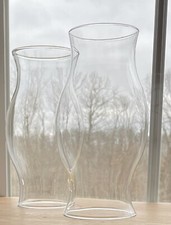 Set of 2 Clear Glass Hurricane Chimney Candle Shades Center Arrangement