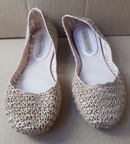 Melissa + Campana – Women's Gold Sparkle Papel Flat Shoes UK 3, EUR 35-36 -( N20 - Picture 3 of 7