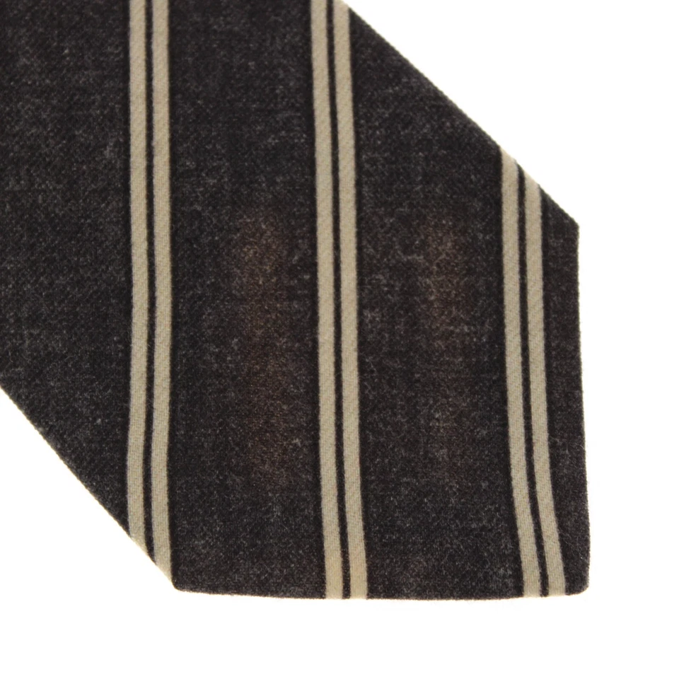 Corbata Kiton nueva sin etiquetas 100 % lana siete pliegues en gris melange con rayas negras/beige Foto 2 de 4