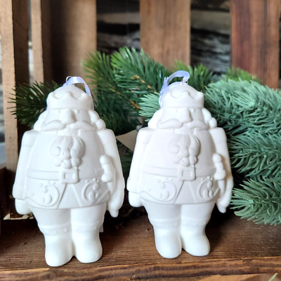 2 x Nußknacker Deko Anhänger Porzellan Weiß XMAS Christbaumkugel Weihnachtsdeko