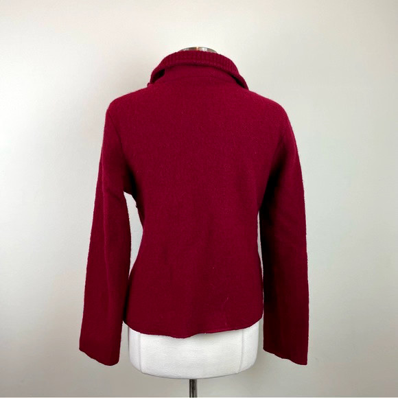 Jane Ashley Solid Red Wool Blend Button Collared … - image 5