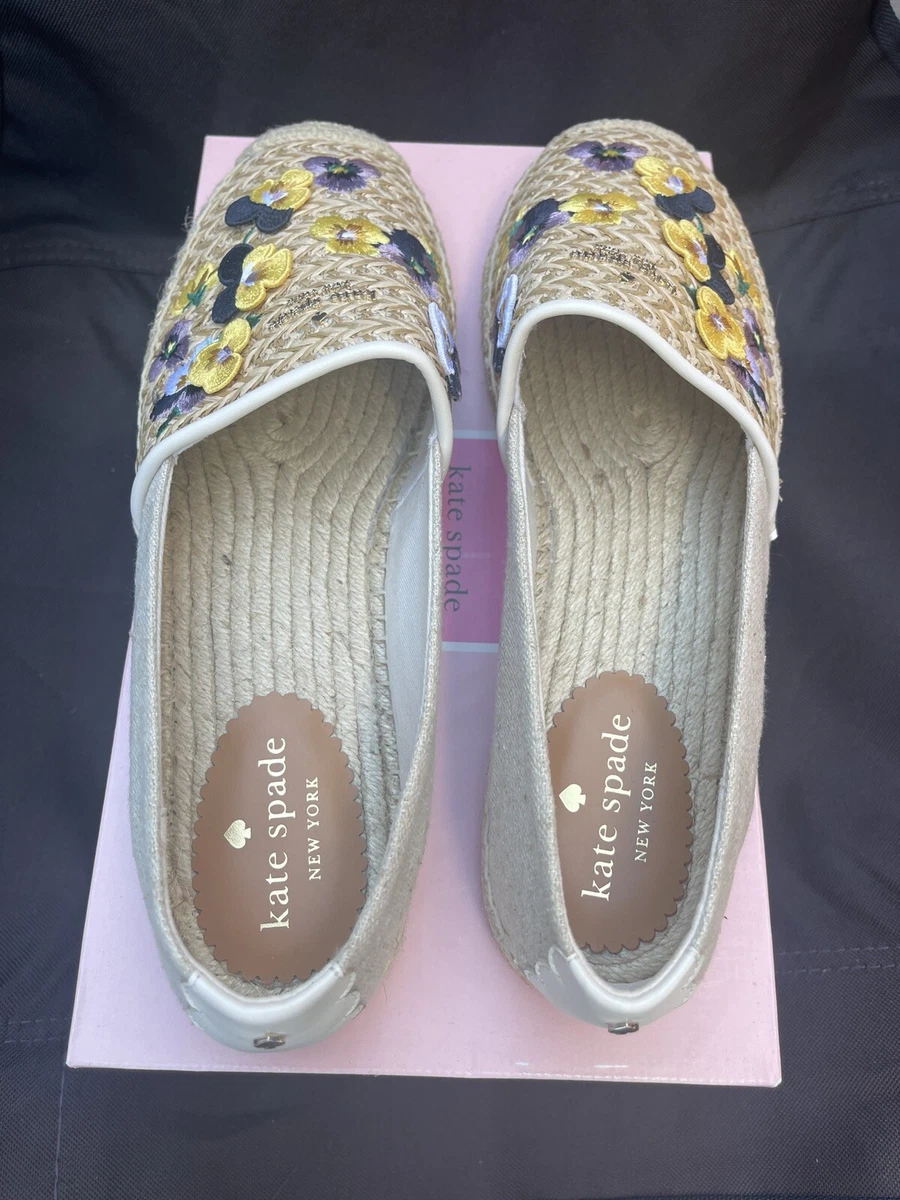 Kate Spade Gwen Pansy Floral Toss Espadrille Flats Size 10 NEW