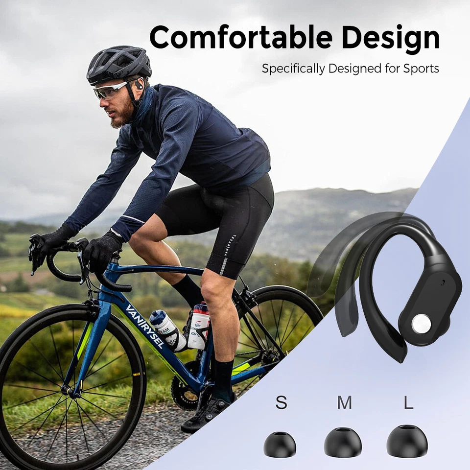 Wireless Headphones Bluetooth 5.3 Earphones Earhook Headset Noise Cancelling Mic - image 3 of 4