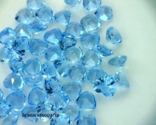 SWISS BLUE TOPAZ 3 MM CLEFTLESS HEART CUT ALL NATURAL AAA F-516