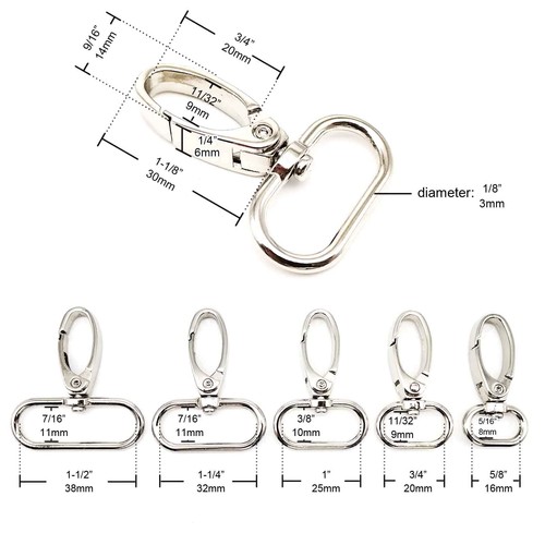 Swivel Hand Bag Shoulder Strap Belt Dog Chain Clasp Clip Buckle Trigger Hook - Picture 3 of 10