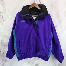 Columbia Jacket Womens Large Vtg 90s Purple Blue Windbreaker Ski Shell Bugaboo 
