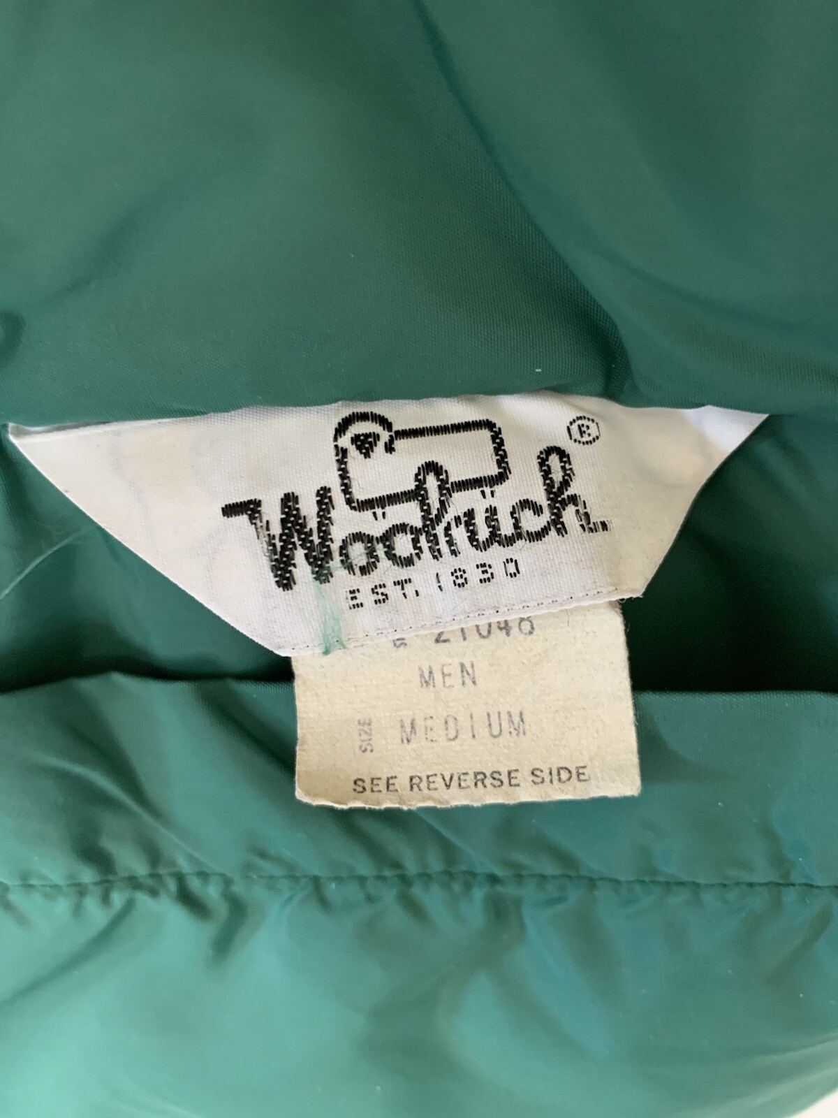 VTG Woolrich Puffer Vest Green & Orange Mens Medium Goose Down Filled Button image 5