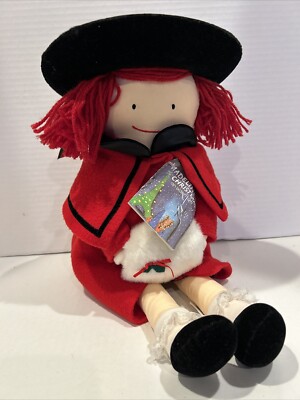 READ Vintage 1990's Eden Madeline 18'' Stuffed Plush Christmas Doll Red Coat