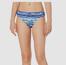 size 12 La Blanca Women's Blue Serene Stripe Shirred Hipster Bikini Bottom new
