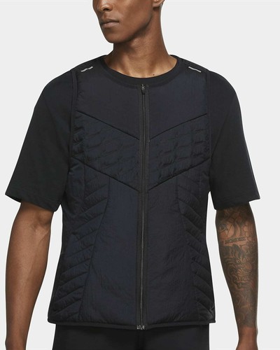 Nike AeroLayer Wild Run Vest CU6058 010 Black/Light Orange-Silver New Men's Sz L - Picture 4 of 12