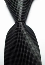 New Classic Checks Black White JACQUARD WOVEN 100% Silk Men's Tie Necktie