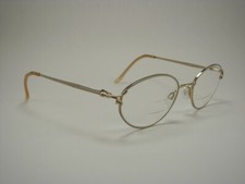 Vintage Sophia Loren Gold White Designer Full-Rim RX Eyeglass Frames 52-19-135