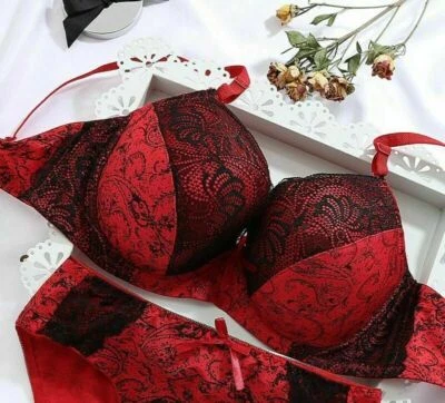 Womens Floral Ladies Underwear Luxury Push up Bra Set Knickers Panties B C D E