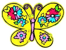 flower sequin butterfly fabric applique iron on not embroidered 3 inch new