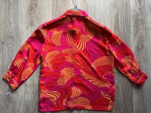 Vintage Southern Lady Orange & Red Pattern Button Down Blouse size Small - Picture 4 of 4