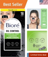 18 Count Charcoal Pore Strips by Biore   Instant Deep Cleansing for Oily Skin