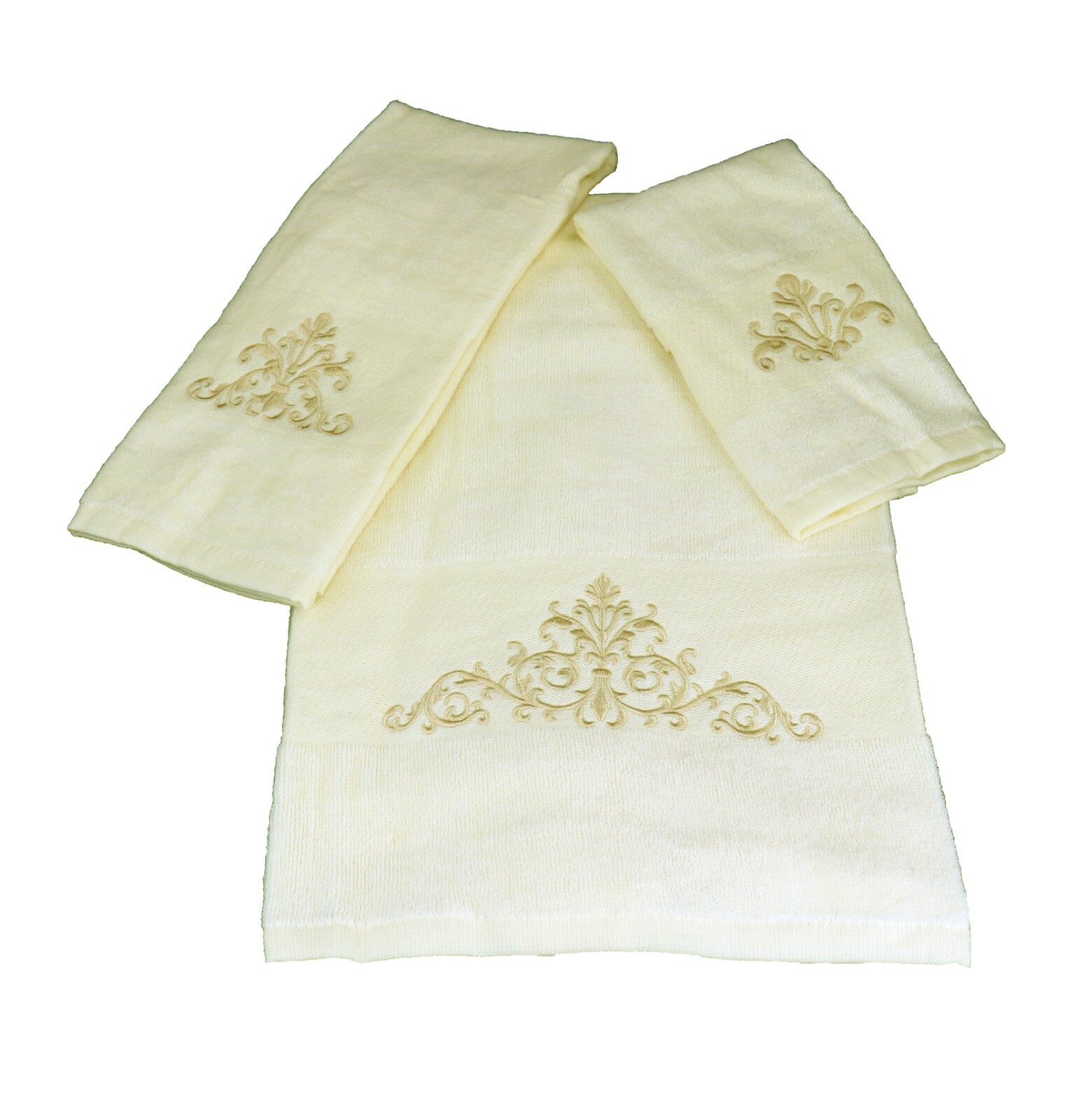 Embroidered Premium Soft Decor 100% Cotton Bathroom Modern 3 Piece Towel Set