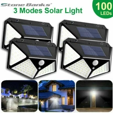 100 LED Solar Power PIR Motion Sensor Light Outdoor Waterproof (4 PACK)