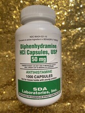 SDA Diphenhydramine 50mg Caps. Antihistamine Gen. Benadryl 1000 Caps Expire12/26