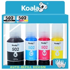 Koala 502 Ink Refill Bottles Fit Epson 502 Ink for ET-2760 2850 3760 4760 3850