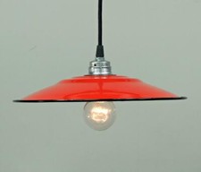 Fabriklampe 30 cm rot flach Emaille Lampe Enamel Industrial Lighting