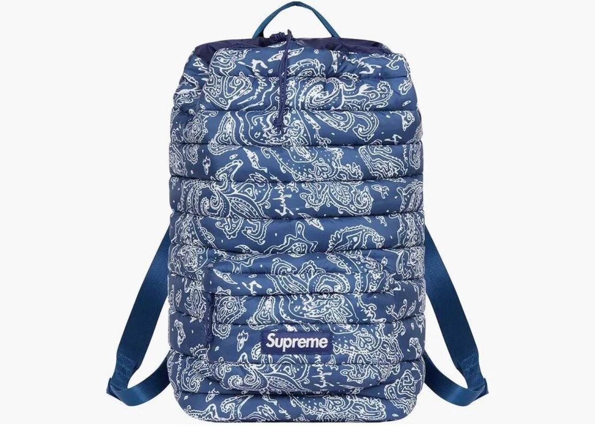 NEW Supreme Puffer Backpack Blue Paisley FW22 Water