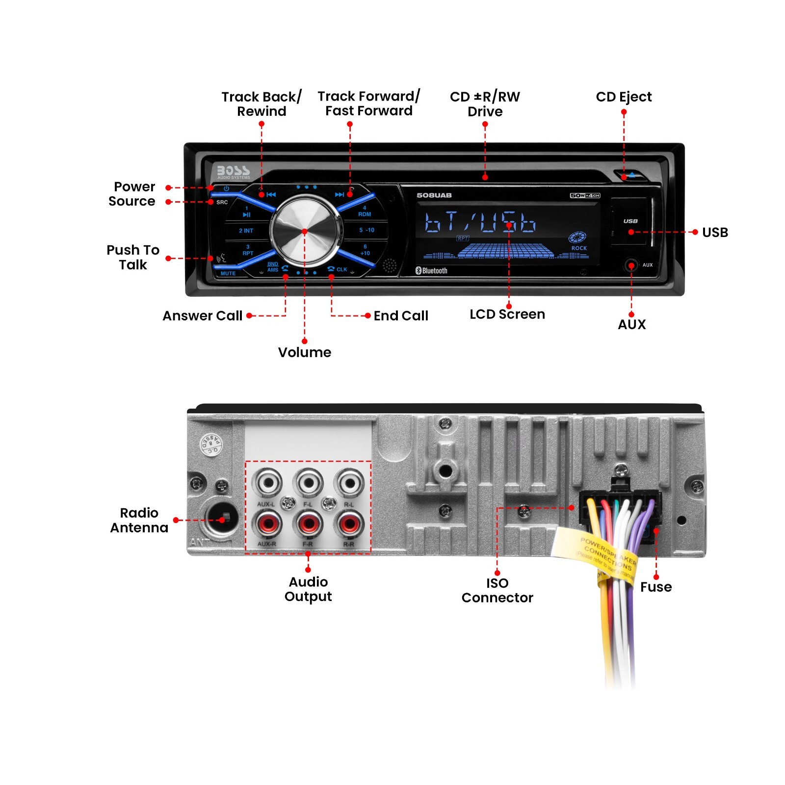 BOSS Audio Systems 508UAB Car Stereo Bluetooth, USB, CD, AM/FM
