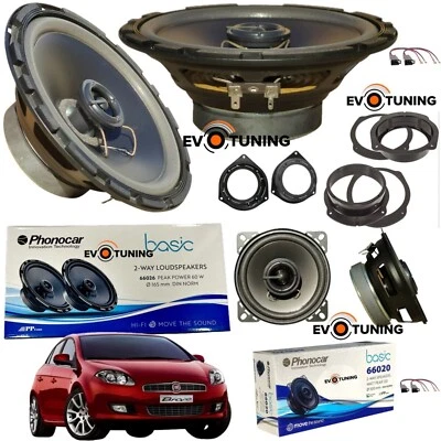 EvoTuning Kit 4 Haut-Parleurs Coaxiaux 2 Voies Avant Arrière Fiat Bravo II Noir - Photo 1/4