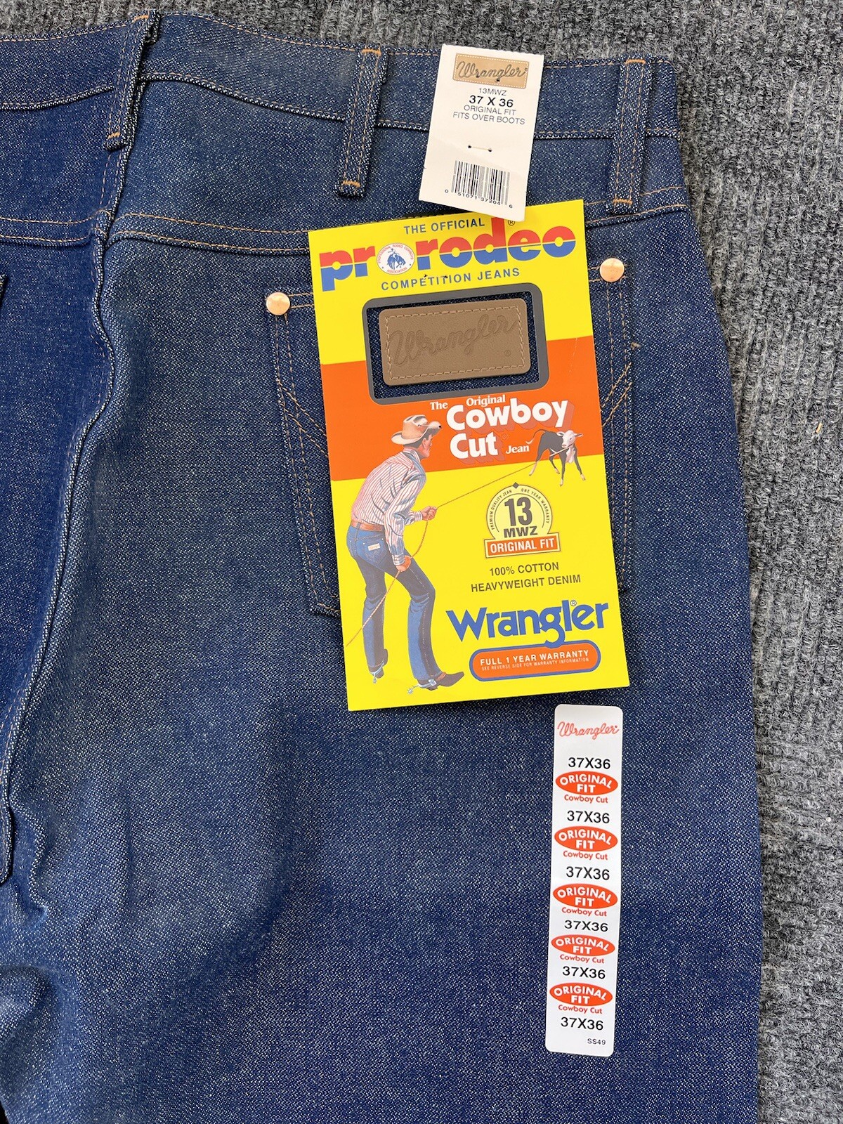 NOS Vintage Wrangler Pro Rodeo Competition Jeans 37 X 36 Orig Fit Over Boots