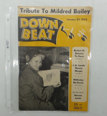 Down Beat January 25, 1952 MUSIC MAGAZINE - With Plastic Sleeve