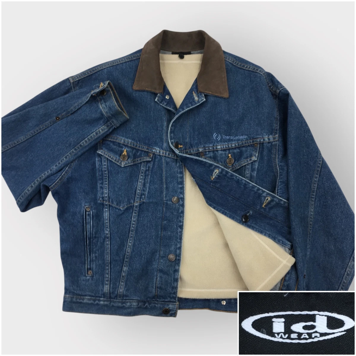 Veste En Jean Doublée Polaire Homme Lifted Anchors - Taille M, Bleu, Broderie Ancres - Neuf Sans Étiquettes (NWOT)