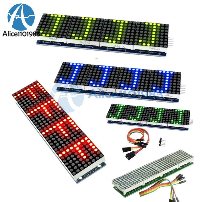 MAX7219 4 In 1 LED Display Microcontroller+5P Line Dot Matrix Module For Arduino