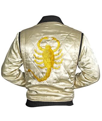 Ryan Ghosling Movie Drive Scorpion Embroided Bomber Motorcycle Biker SatinJacket