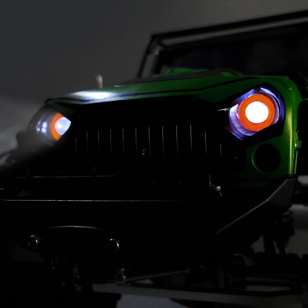 17mm Angel Halo Eyes 2-LEDs Light Headlight For 1/10 RC Crawler Car Orange+White