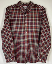 M Goodfellow  Co. Men's Red Black Plaid Long Sleeve Slim Fit Shirt Medium