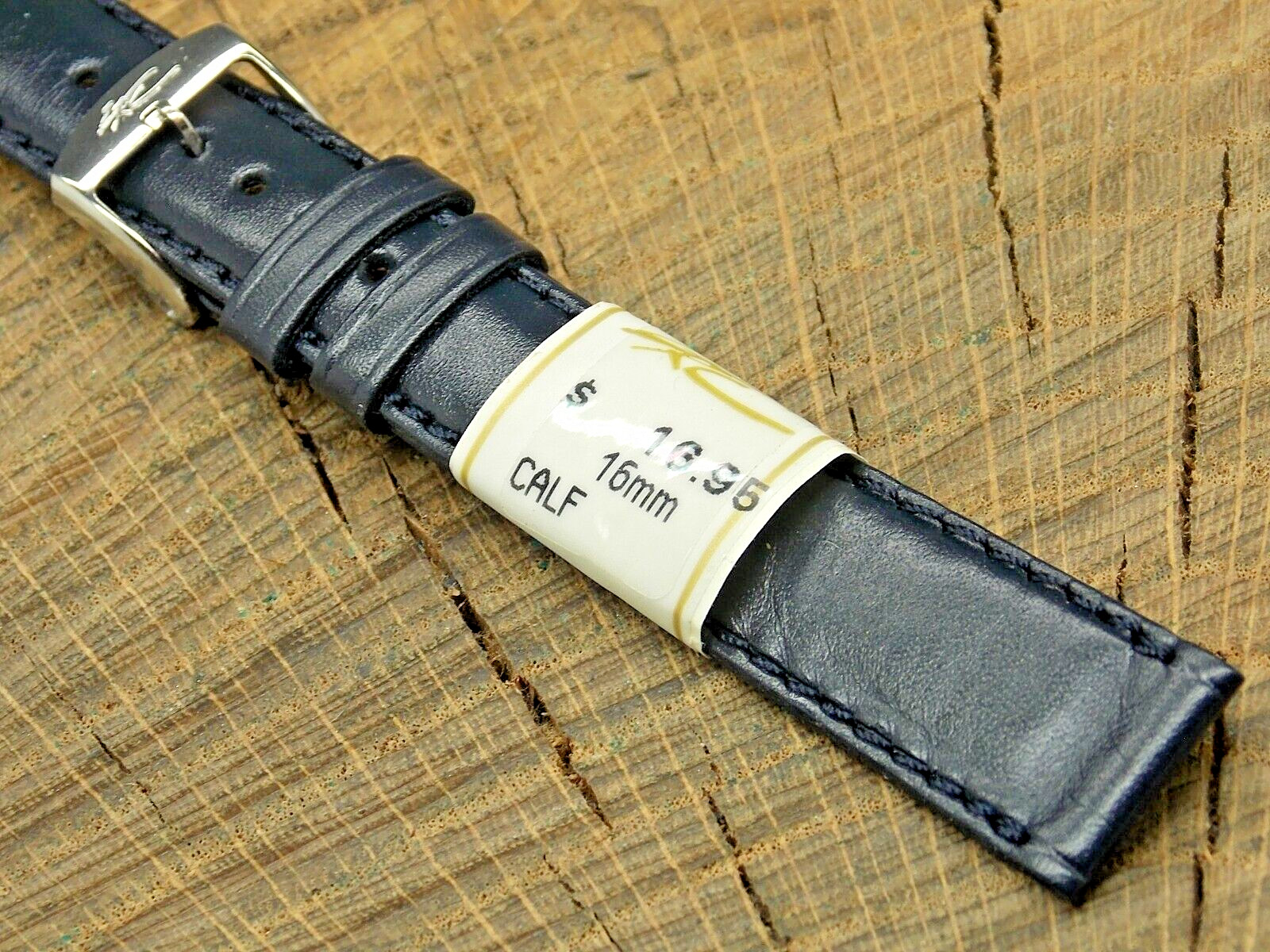 ZRC France Navy Leather w Silver Tone Buckle 16mm NOS Unused Vintage Watch Band