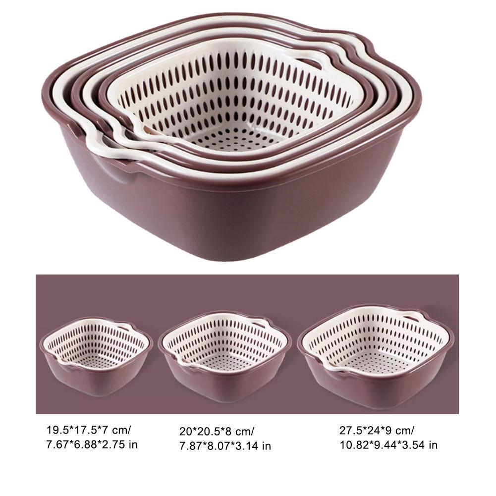 6 Pcs Plastic Drain Baskets Fruit Washing Bowl Vegetable Basin SALE