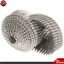 1200 Pack Stainless 1-1/4" ×.09" Ring Shank Siding Nails 15 Degree Wire Coil New