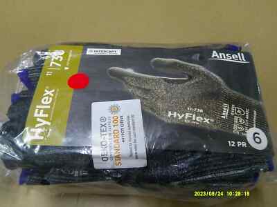 Ansell Hyflex 11-738 Cut Protection Gloves 12 Pair Size 6